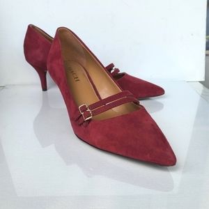 Wine red suede Coach pumps